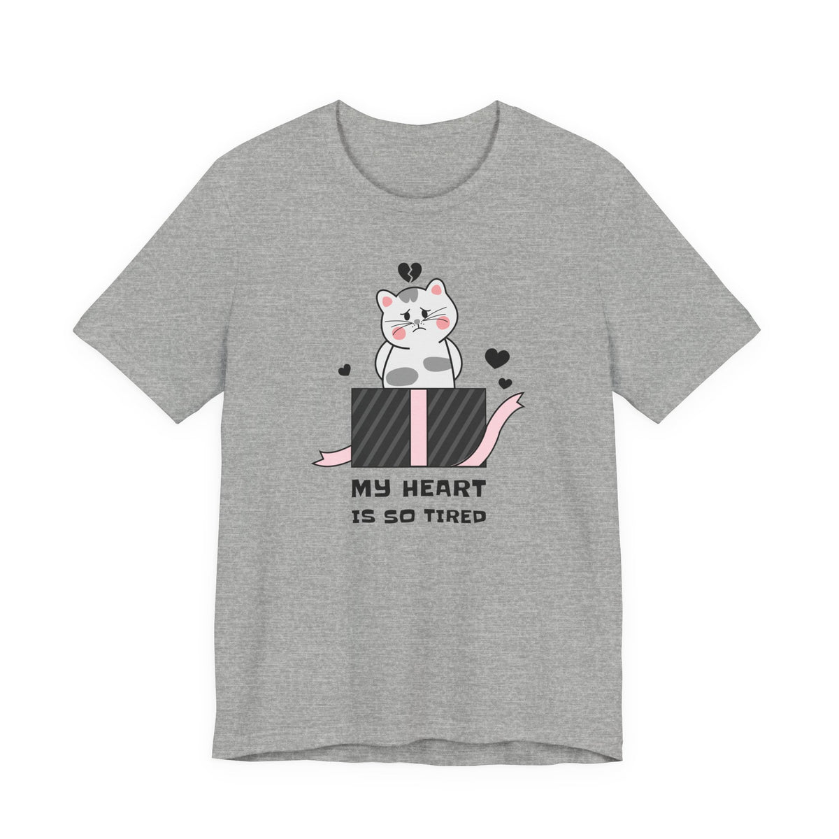 Cat Heart  Love Graphic Tee Shirt - Bella+Canvas Unisex 100 Cotton