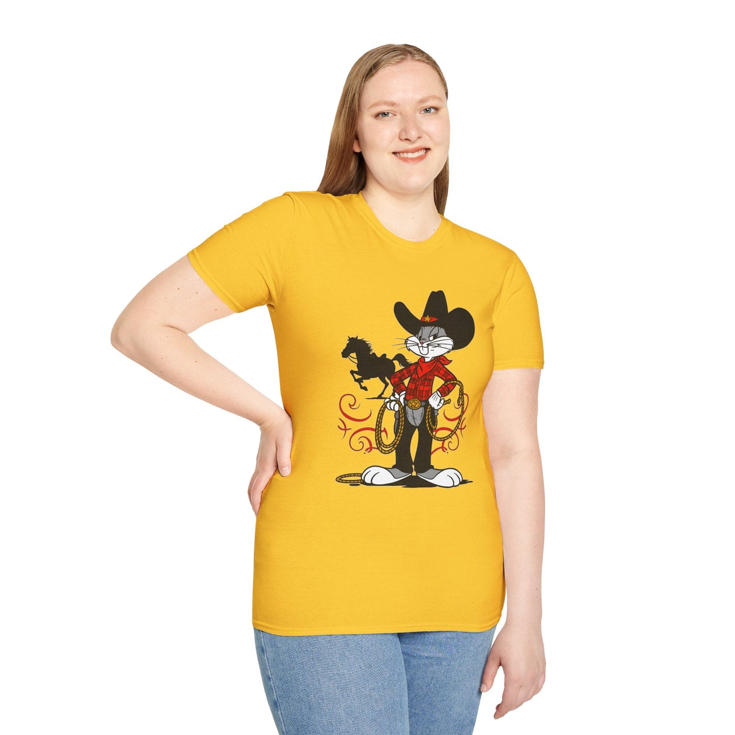 Bugs Bunny T Shirt Unisex Cartoon Tee Softstyle 64000 100 Percent Ring Spun Cotton