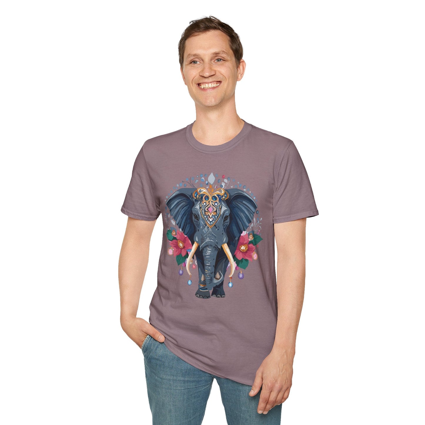 Elephant Graphic T Shirt Unisex Cotton Tee Softstyle Gildan 64000 Elephant Design