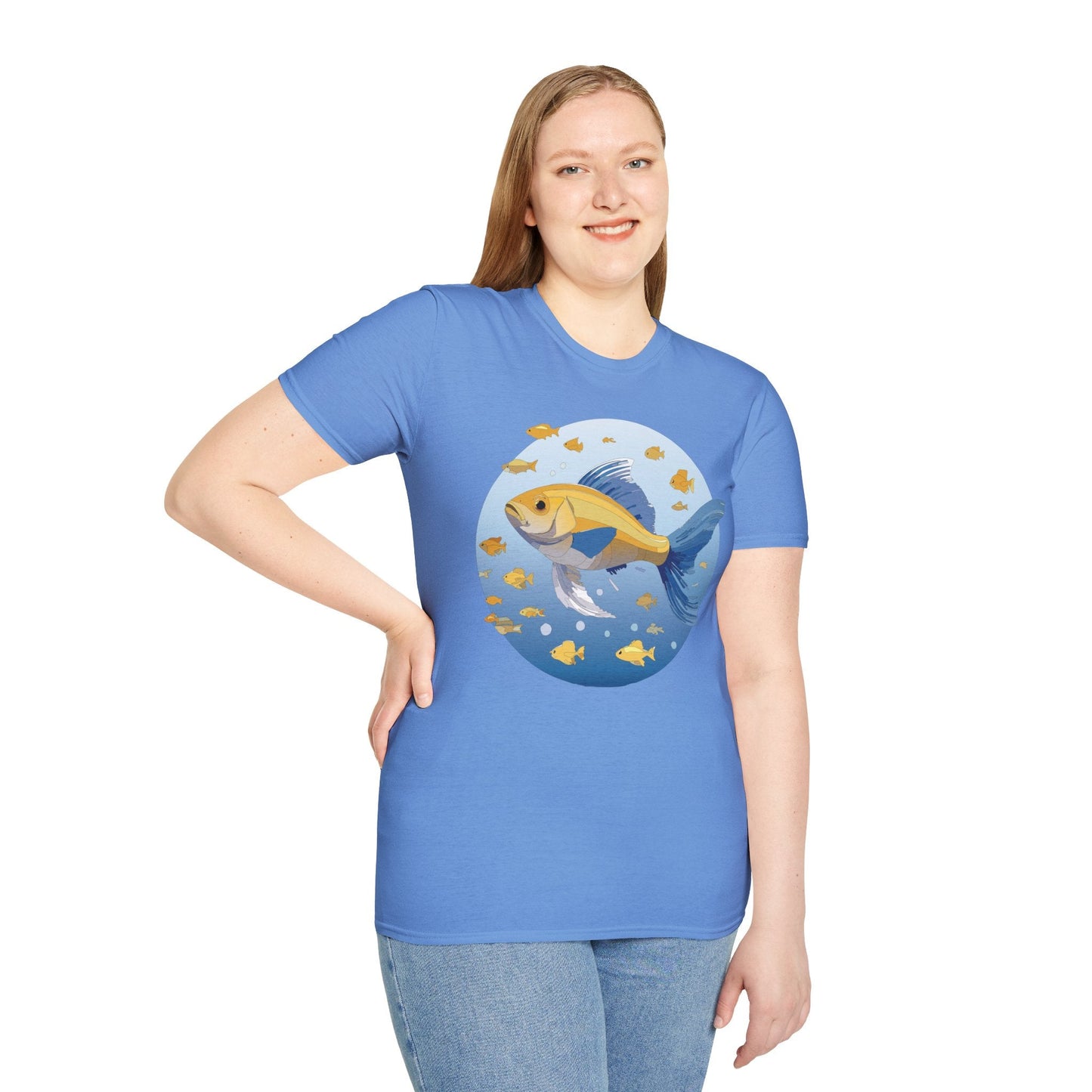 Fish Art Graphic Tee Shirt For Men And Women Unisex Cotton Softstyle Tee With Fish Artwork Design