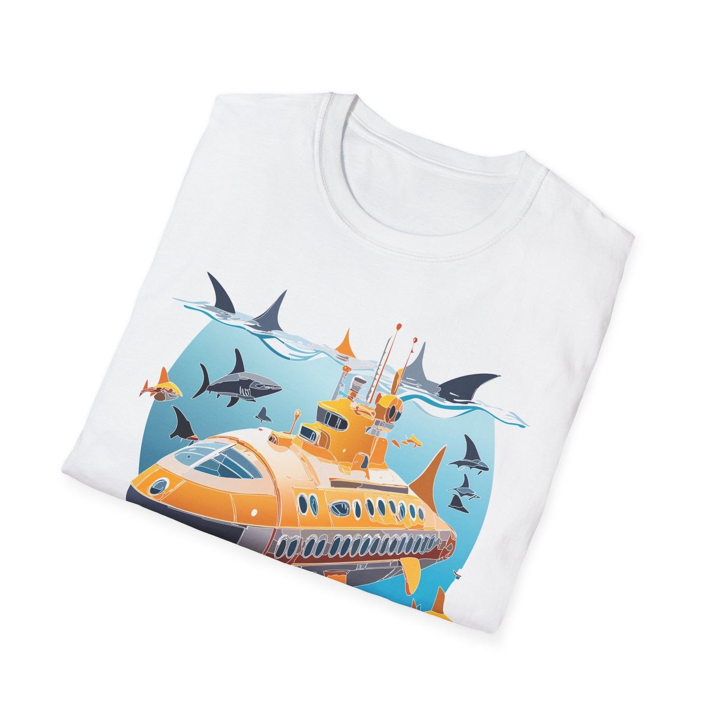 Ocean Themed Unisex Gildan Softstyle 64000 Short Sleeve T Shirt With Ocean Art Design