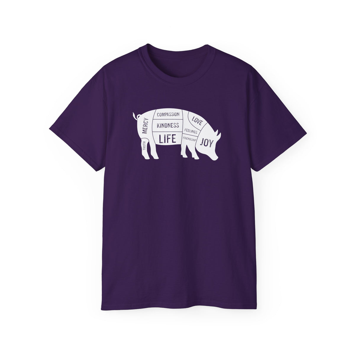 Pig Diagram Typography Tee | Love, Joy, Kindness, Life