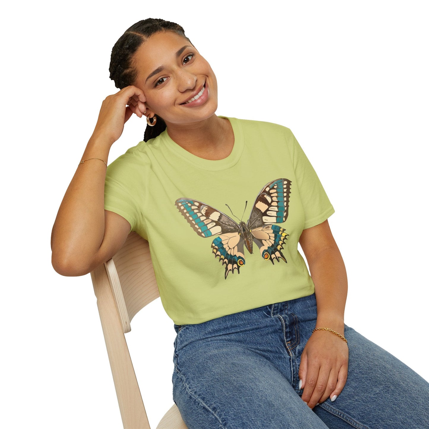 Unisex Butterfly T Shirt Softstyle 64000 Ring Spun Cotton Lightweight Tee Breathable Everyday Comfort