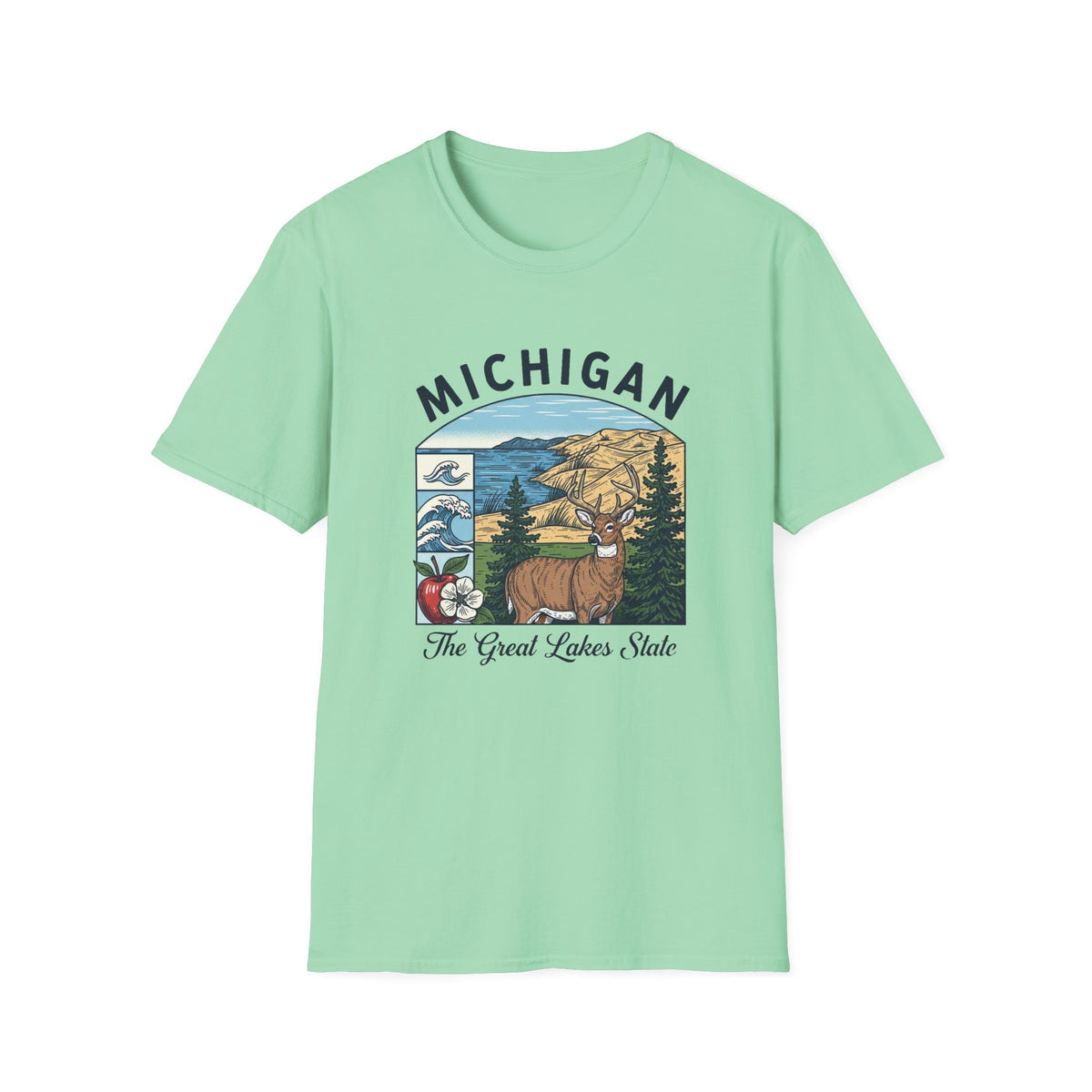 Michigan Scenic T-Shirt — Great Lakes State Vintage Travel Tourist Graphic Design Unisex 100 Cotton Gildan T-Shirt