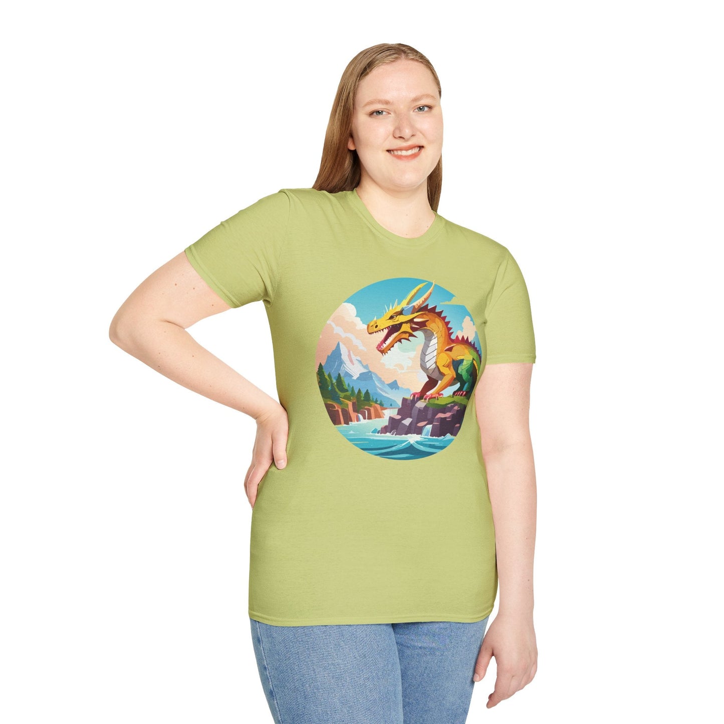Dragon T Shirt Unisex Softstyle Cotton Tee With Colorful Animal Art Design For Everyday Wear