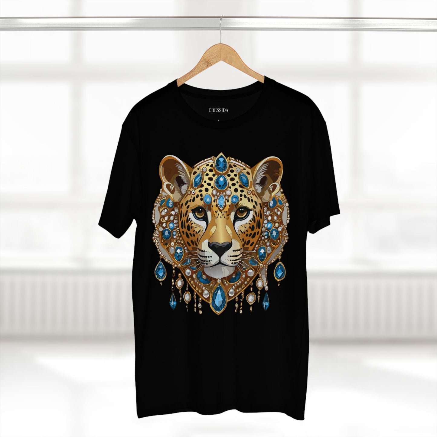 Cheetah Graphic Unisex 100 Cotton Tee With Unique Animal Golden Medallion Art Design 46