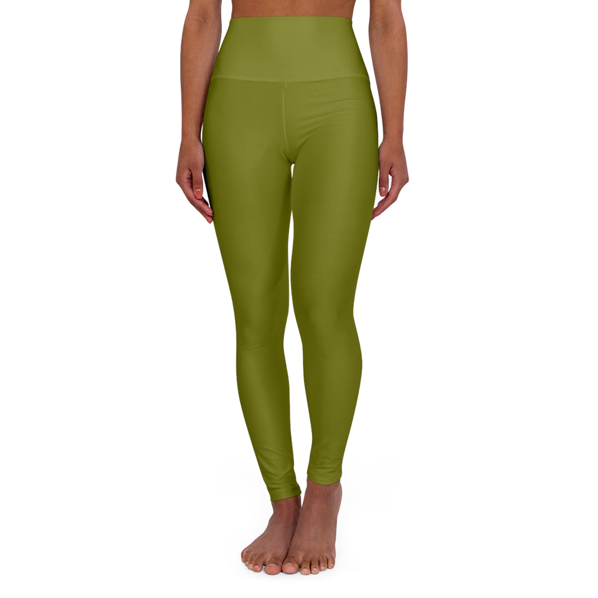 Olive Color High-Waist Yoga Leggings Women's Seamless Poly-Span Stretchy Pants XS-2XL