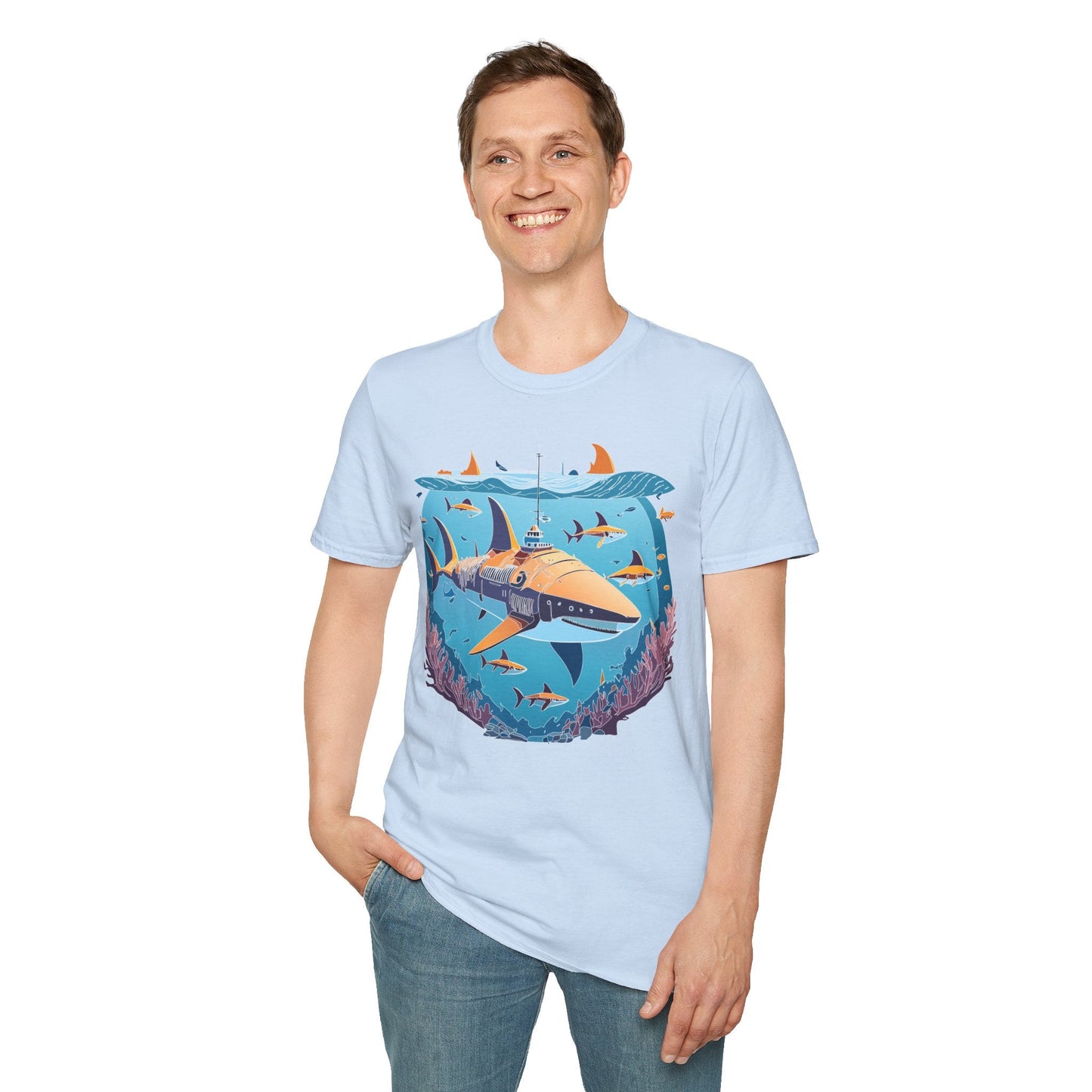 Ocean Tee Shirt Unisex Softstyle Cotton Tee 4.5 Oz Lightweight U Boat Theme Design