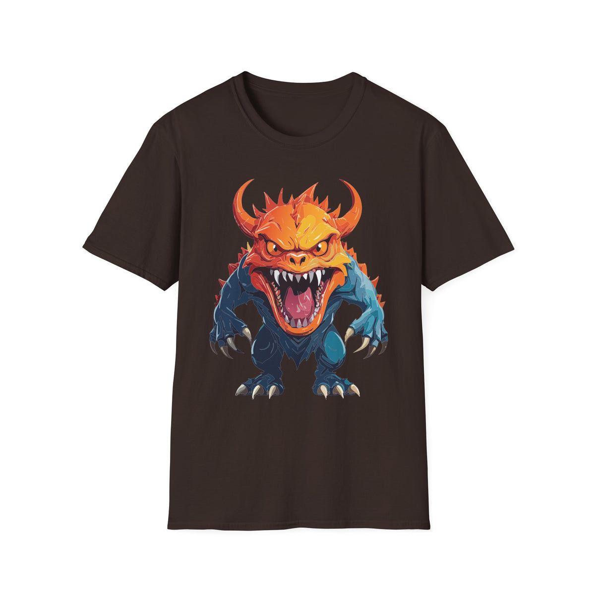 Monster Roar T‑Shirt — Fierce Orange Dragon Cartoon Graphic Tee Unisex 100 Cotton Gildan T-Shirt