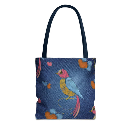 Denim Fabric Imitation Print Unisex Canvas Bag Poly Spun 3 Sizes Tote Bag 194-1