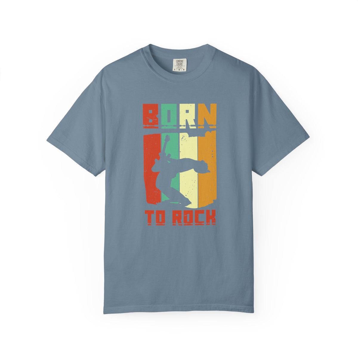 Born to Rock skateboard silhouette T-Shirt Vintage striped graphic Unisex Cotton Tee 086