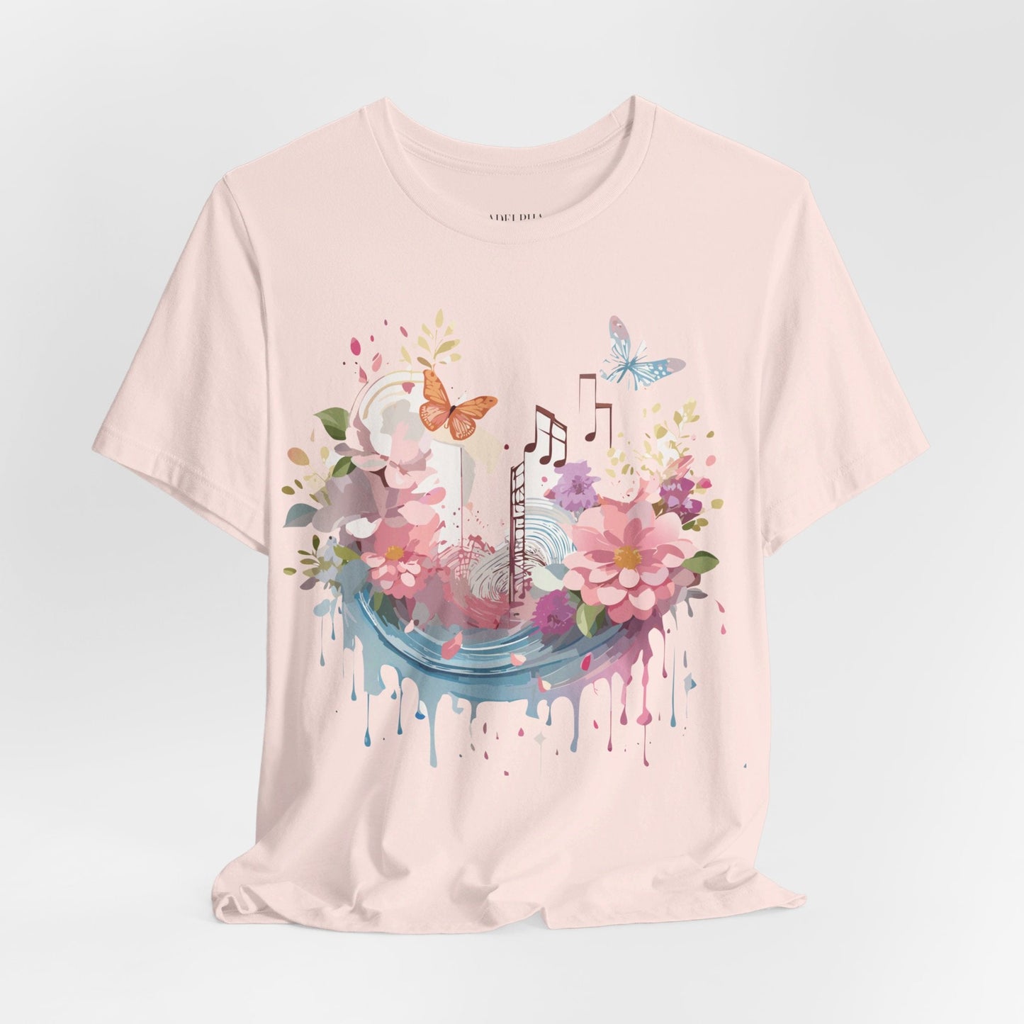Music Graphic Unisex 100 Cotton Vintage Art with Musical Elements Tee 122