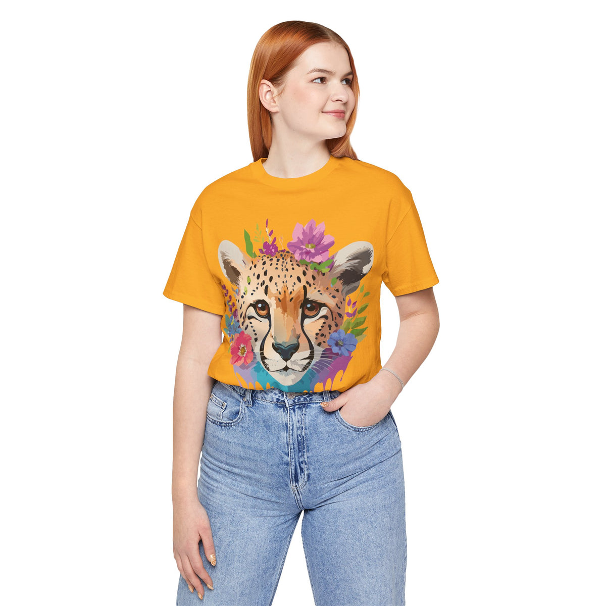 Cheetah Graphic Unisex Cotton Bella+Canvas Tee with Art Animal Design e11