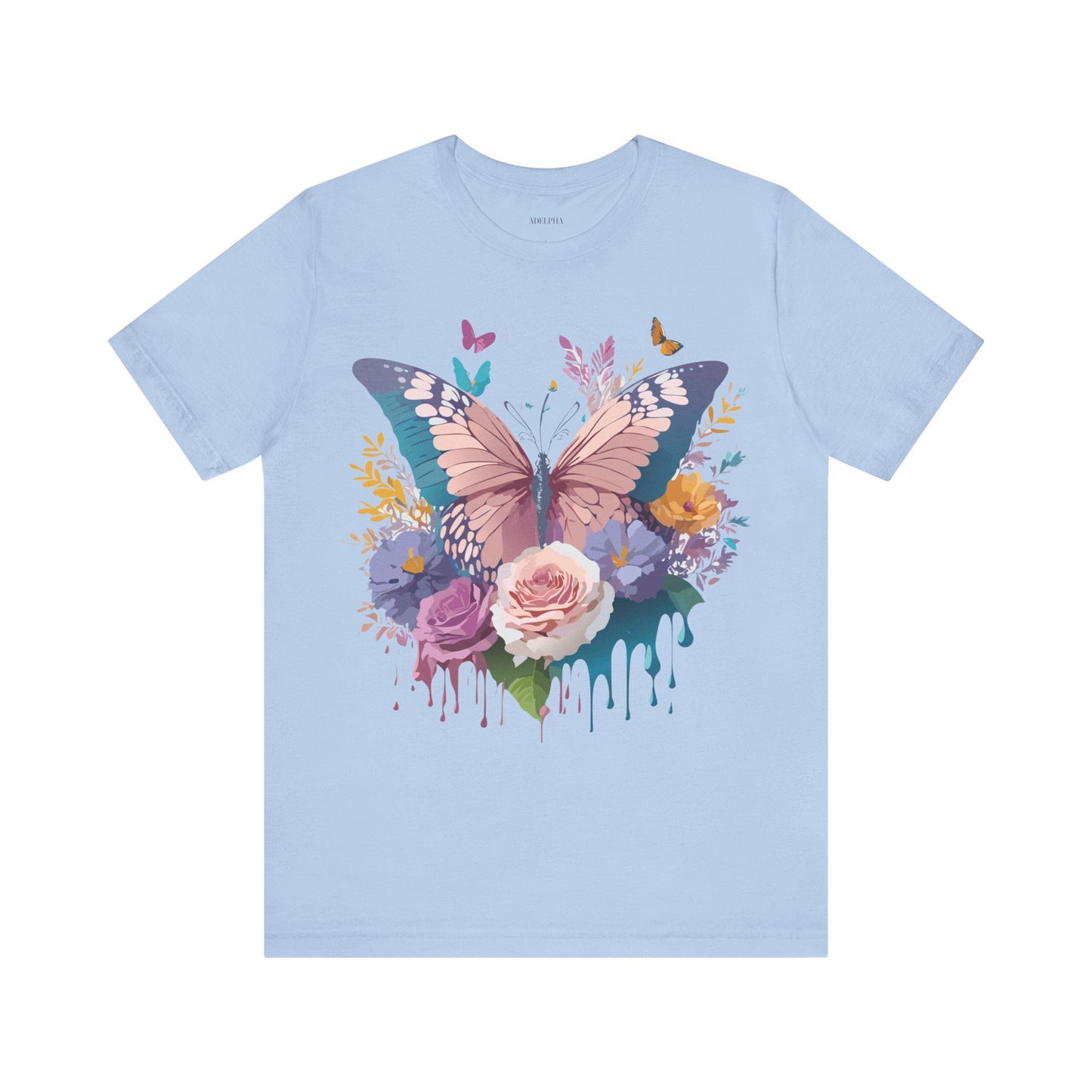 Butterfly Graphic Unisex 100 Cotton Lightweight Vintage Floral Design Jersey Tee 44