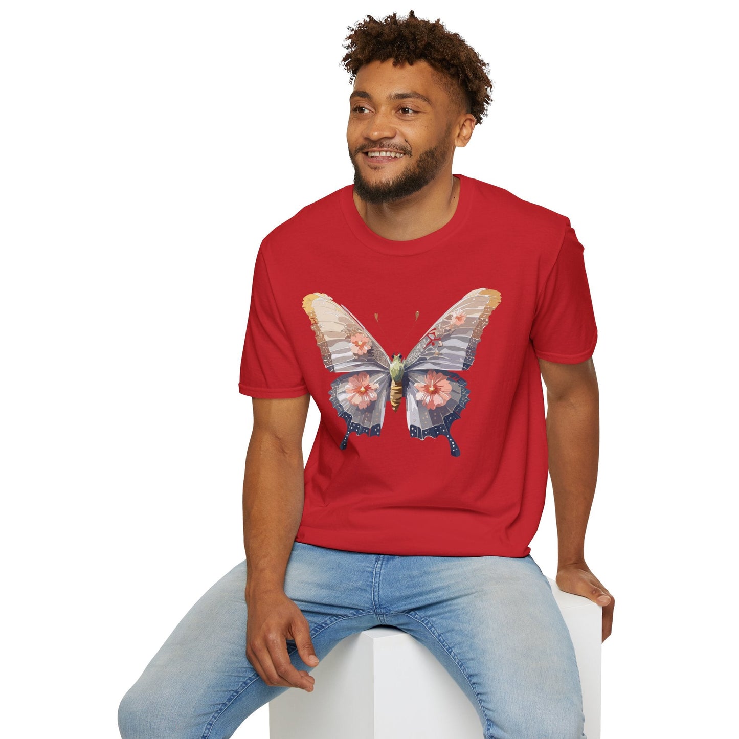 Butterfly T Shirt Unisex Monarch Design Gildan Softstyle 64000 100 Percent Ring Spun Cotton