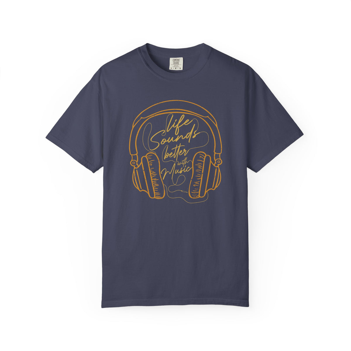 Life Sounds Better with Music T-shirt Headphones Graphic Unisex Cotton Tee Comfort Colors