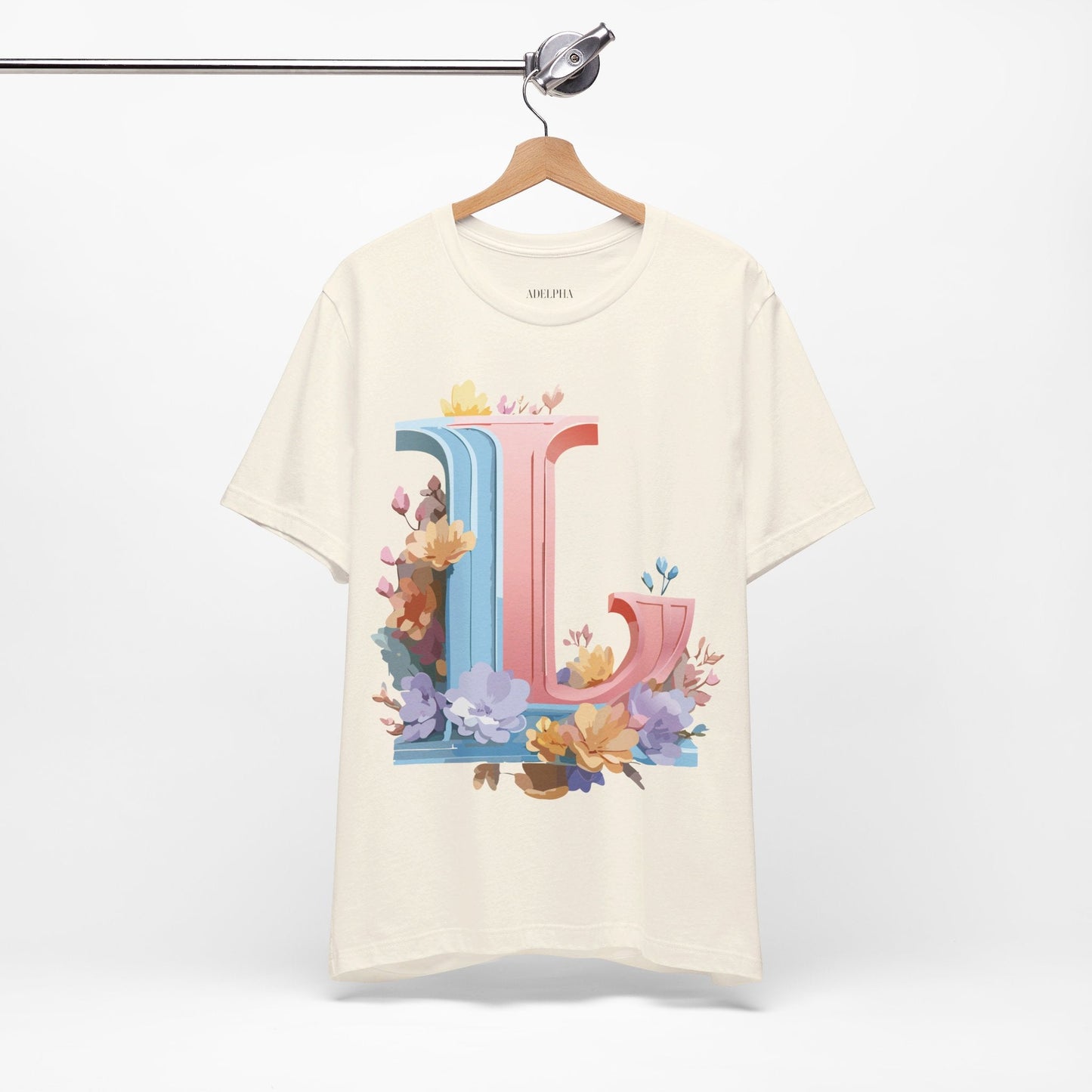 Letter L Shirt Graphic Tee Unisex Short Sleeve Vintage Inspired Artwork Adelpha Premium