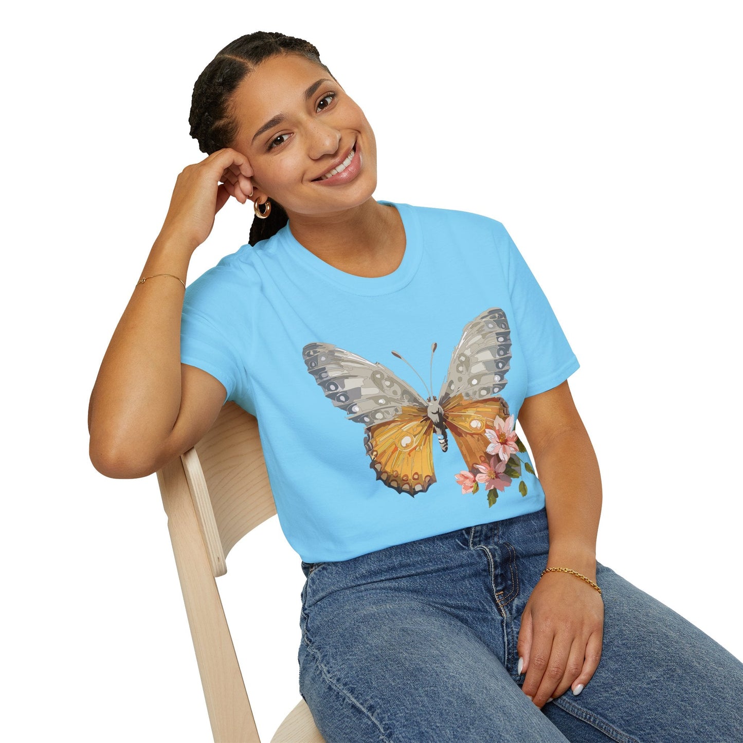 Unisex Butterfly T Shirt Monarch Print Softstyle Cotton Tee Gildan 64000 Lightweight Comfort