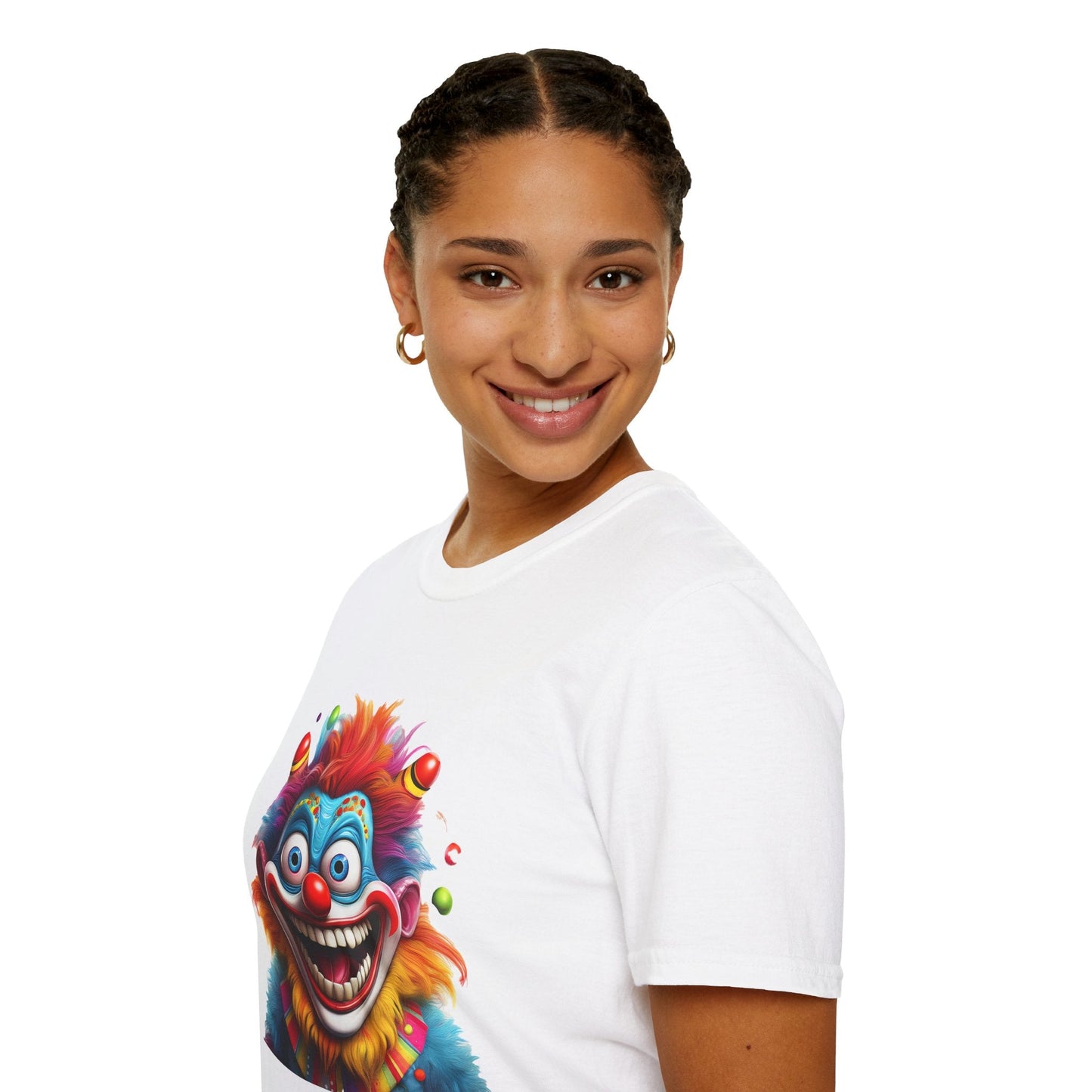 Clown Themed Unisex T Shirt Funny Man Circus Scary Man Tee Gildan Softstyle 64000 Cotton