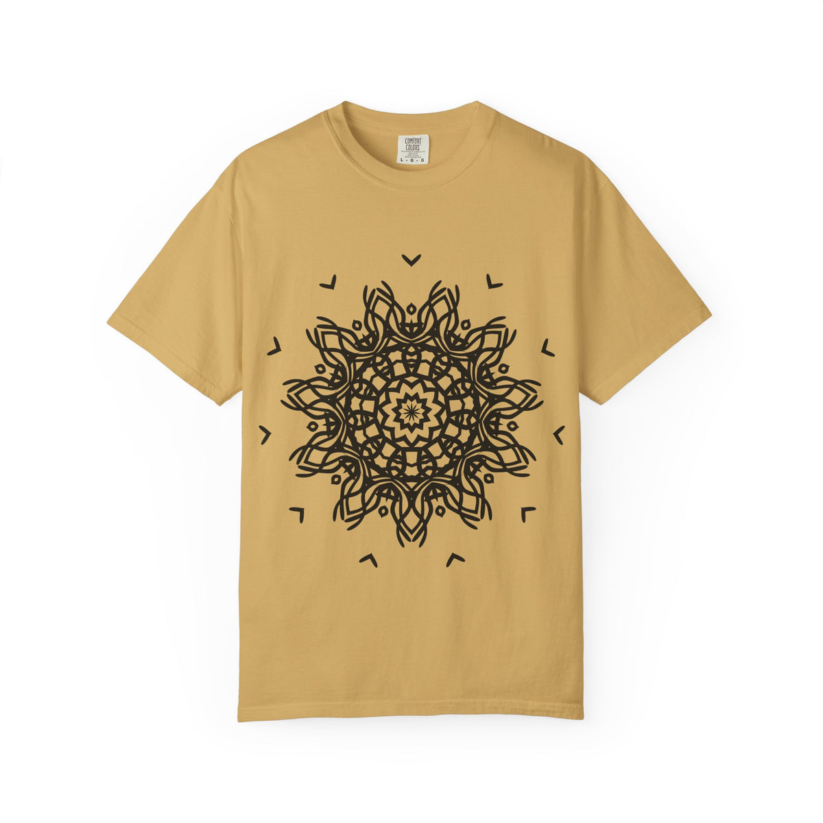 Unisex Garment Dyed Cotton T-Shirt with Mandala Graphic Design