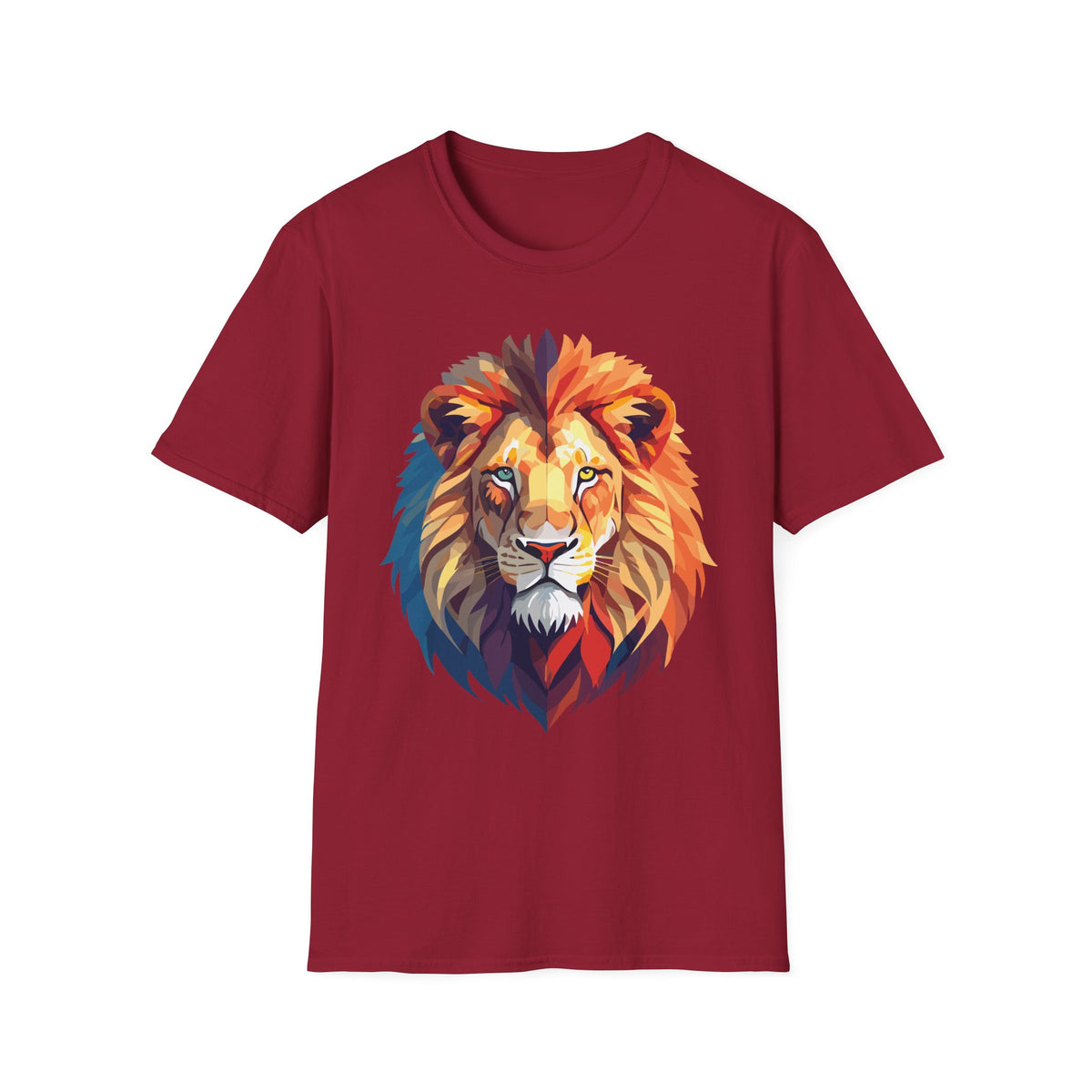 Colorful Lion Head T-Shirt | Vibrant Animal Portrait, Wildlife Tee