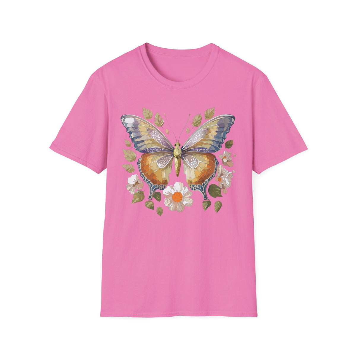 Butterfly Floral Tee — Watercolor Orange & Purple Butterfly Graphic Design Unisex 100 Cotton Gildan T-Shirt