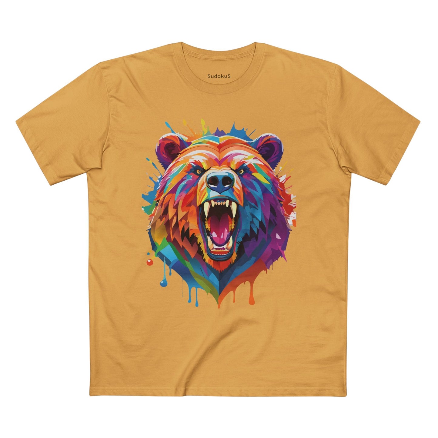 Bear Graphic Unisex 100 Cotton Staple Tee with Animal Design Artwork 13