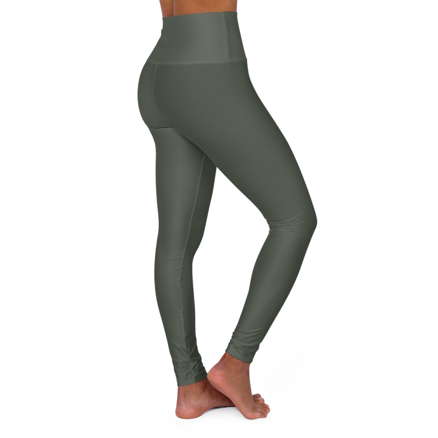 Ebony Olive Color High-Waist Yoga Leggings Women's Seamless Poly-Span Stretchy Performance Pants