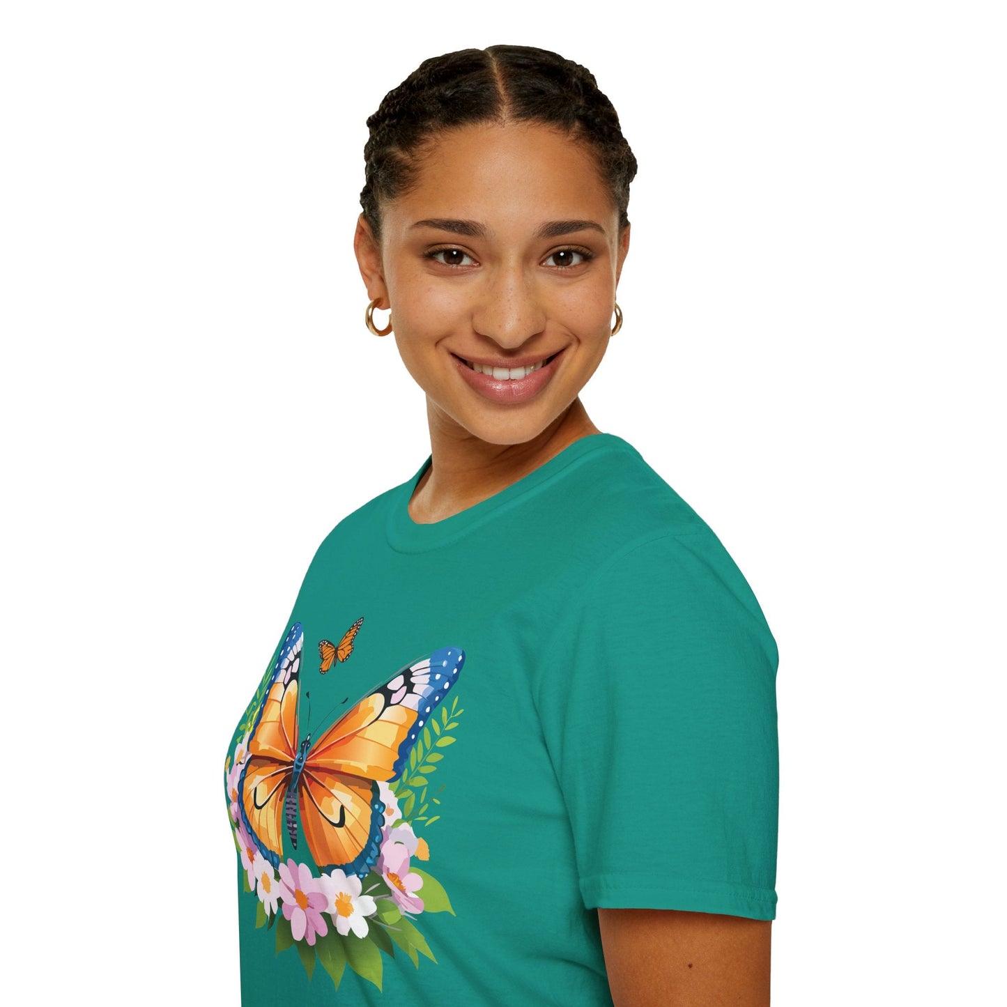 Butterfly Shirt Unisex Cotton Tee Monarch Butterfly Design Gildan Softstyle 64000 Short Sleeve