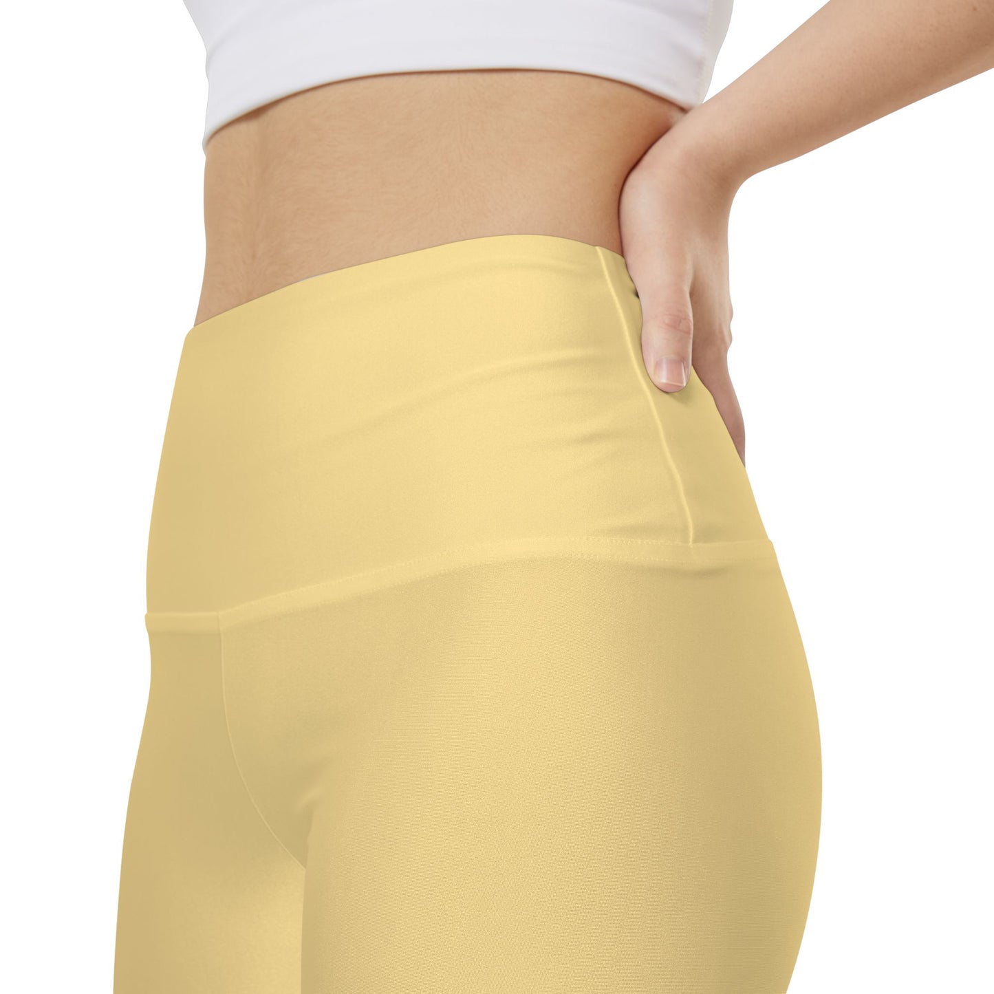 Fog Yellow High-Waist Women's Workout Shorts — Biker Fitness Activewear