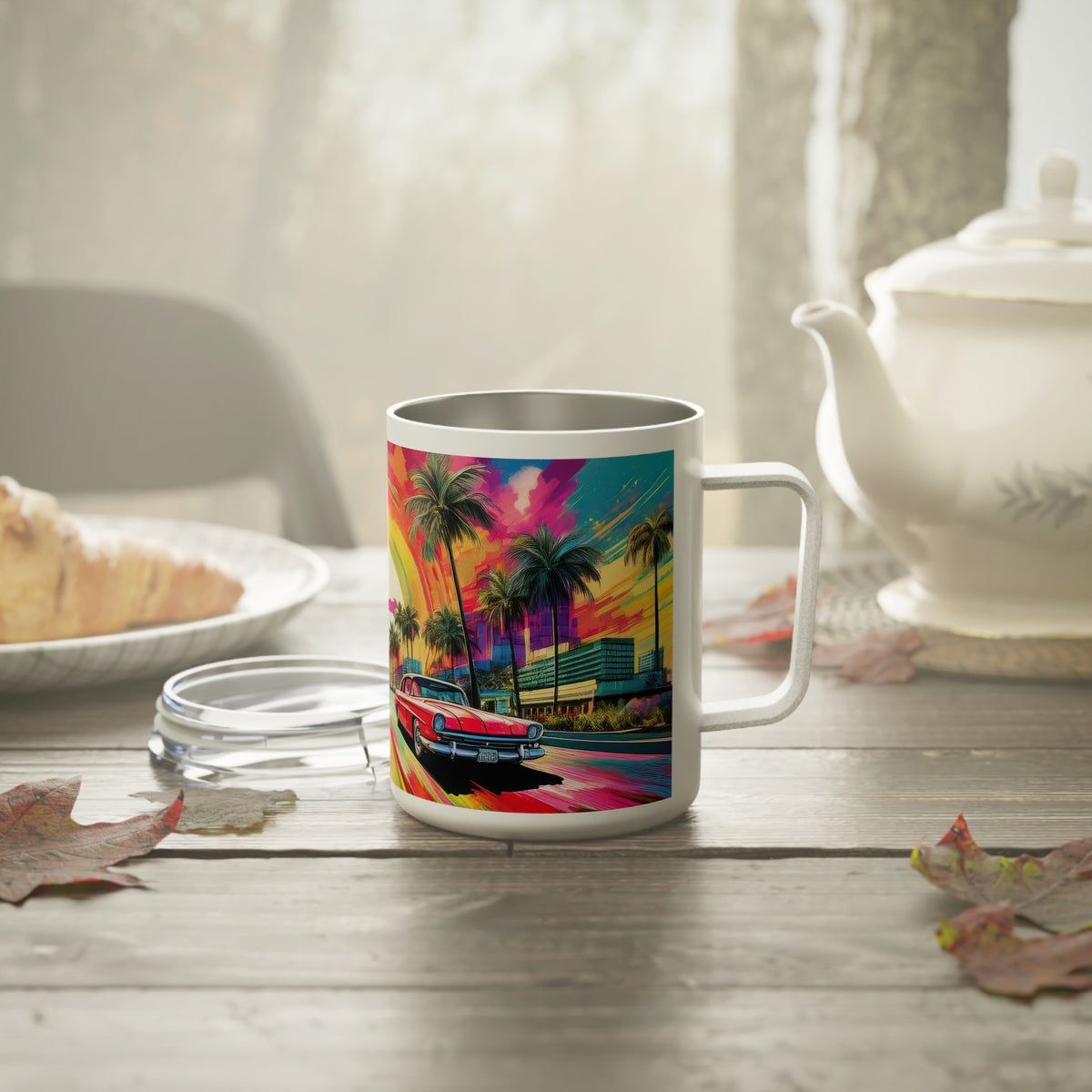 32 Art Design Insulated Coffee Mug Clear Lid 10oz Insulated Coffee Mug 10oz