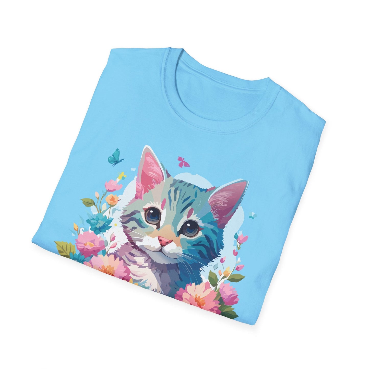 Cat Shirt Unisex Tee Kitten Cat Tee Softstyle 100 Percent Cotton Gildan 64000