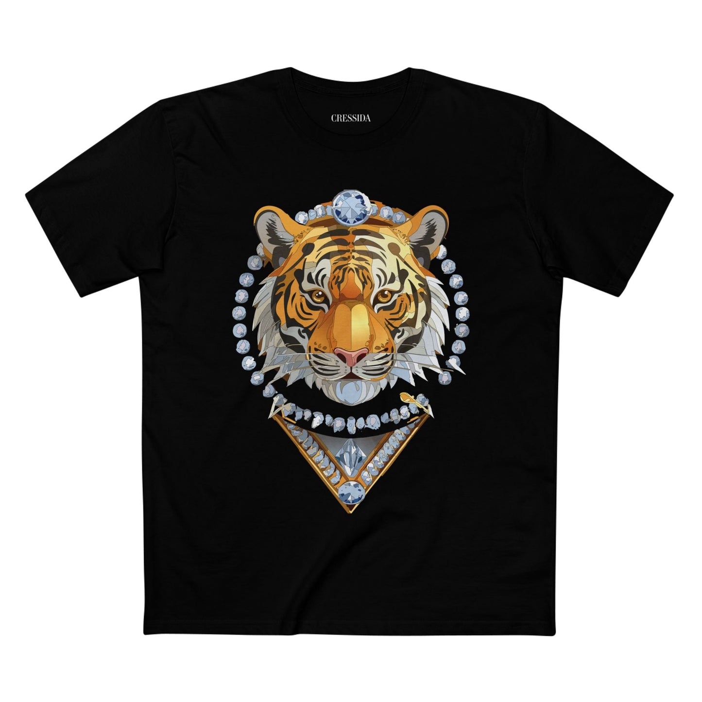 Tiger Graphic Unisex 100 Cotton Tee With Unique Animal Golden Medallion Art Design 5