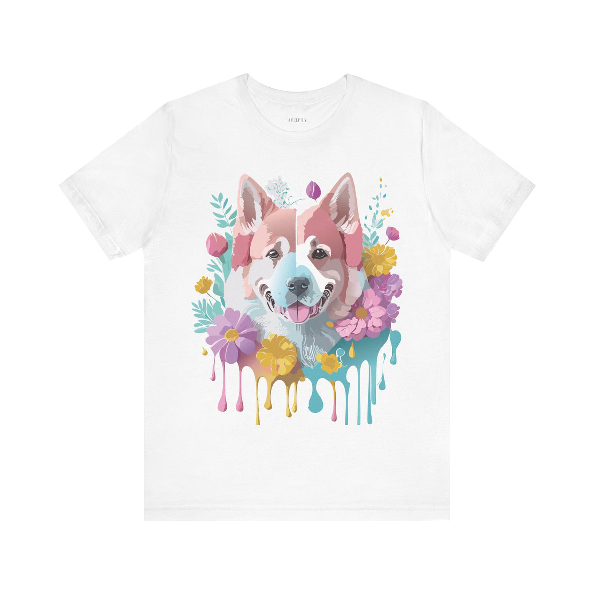 Dog Graphic Unisex Cotton Bella+Canvas Tee with Art Animal Design e115