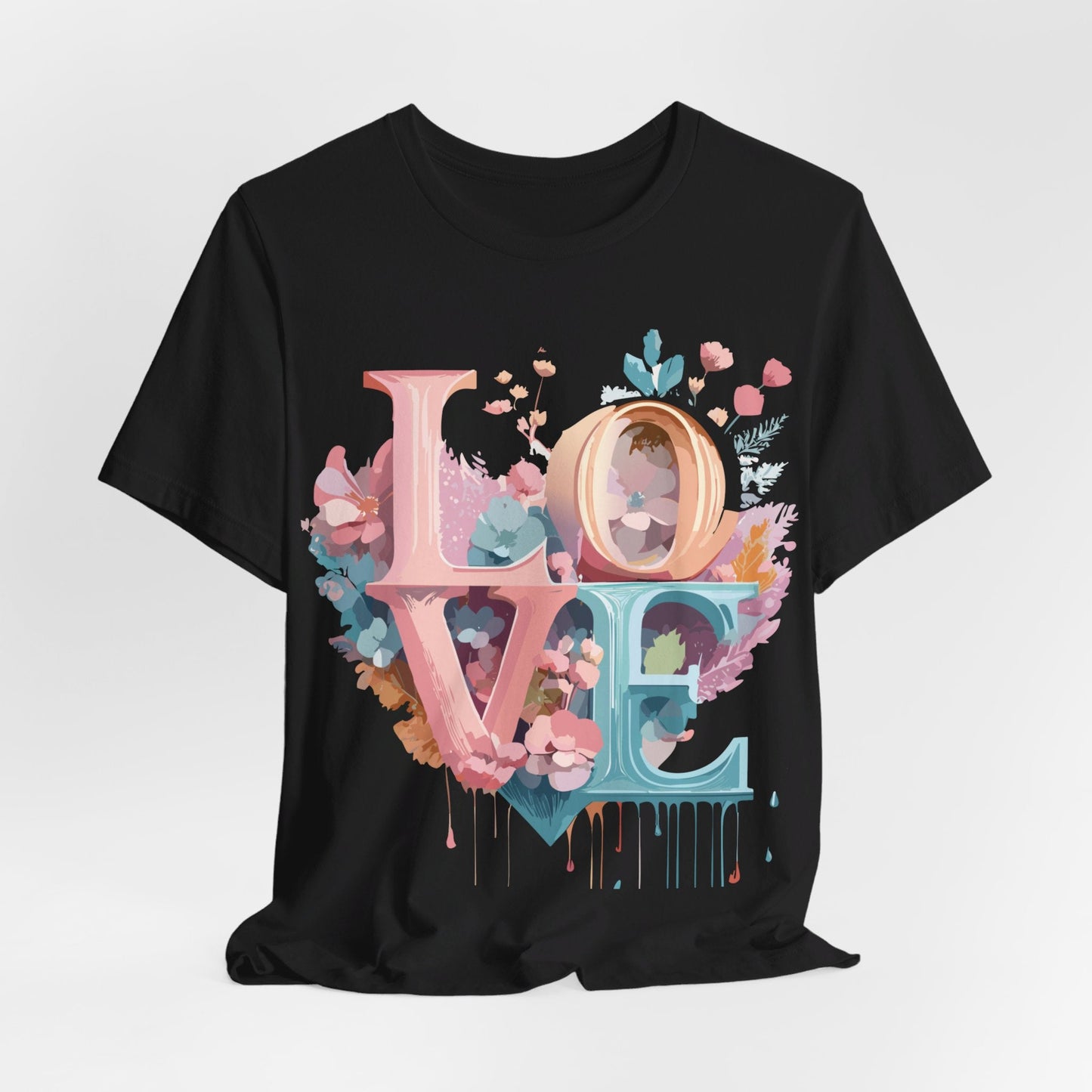 Valentine Day Graphic Unisex 100 Cotton Vintage Artwork with Love and Flower Design Tee 52