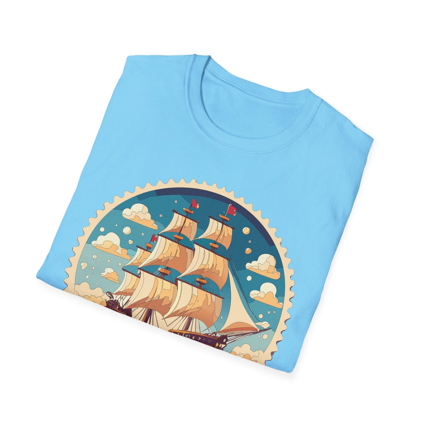 Frigate Ship T Shirt Unisex Short Sleeve 100 Percent Ring Spun Cotton Soft Tee Gildan 64000