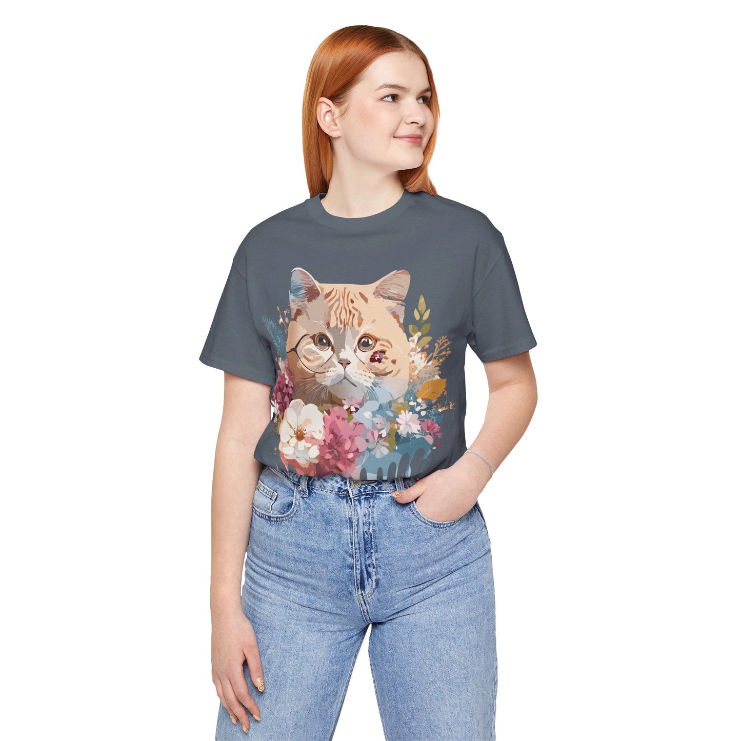 Cat Graphic Tee Unisex Short Sleeve Vintage Inspired Art Design Adelpha