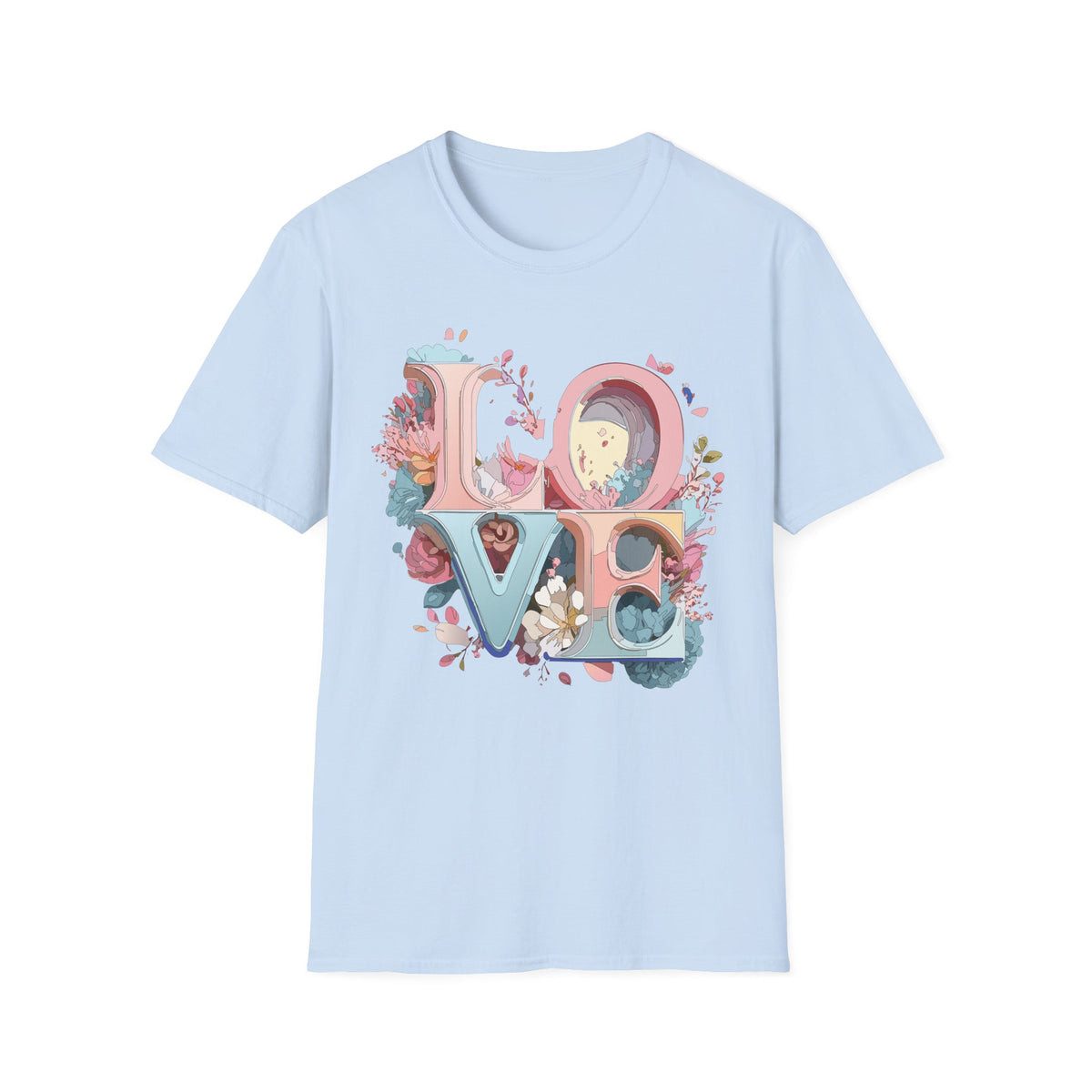 Floral LOVE Lettering T-Shirt | Pastel Botanical Typography