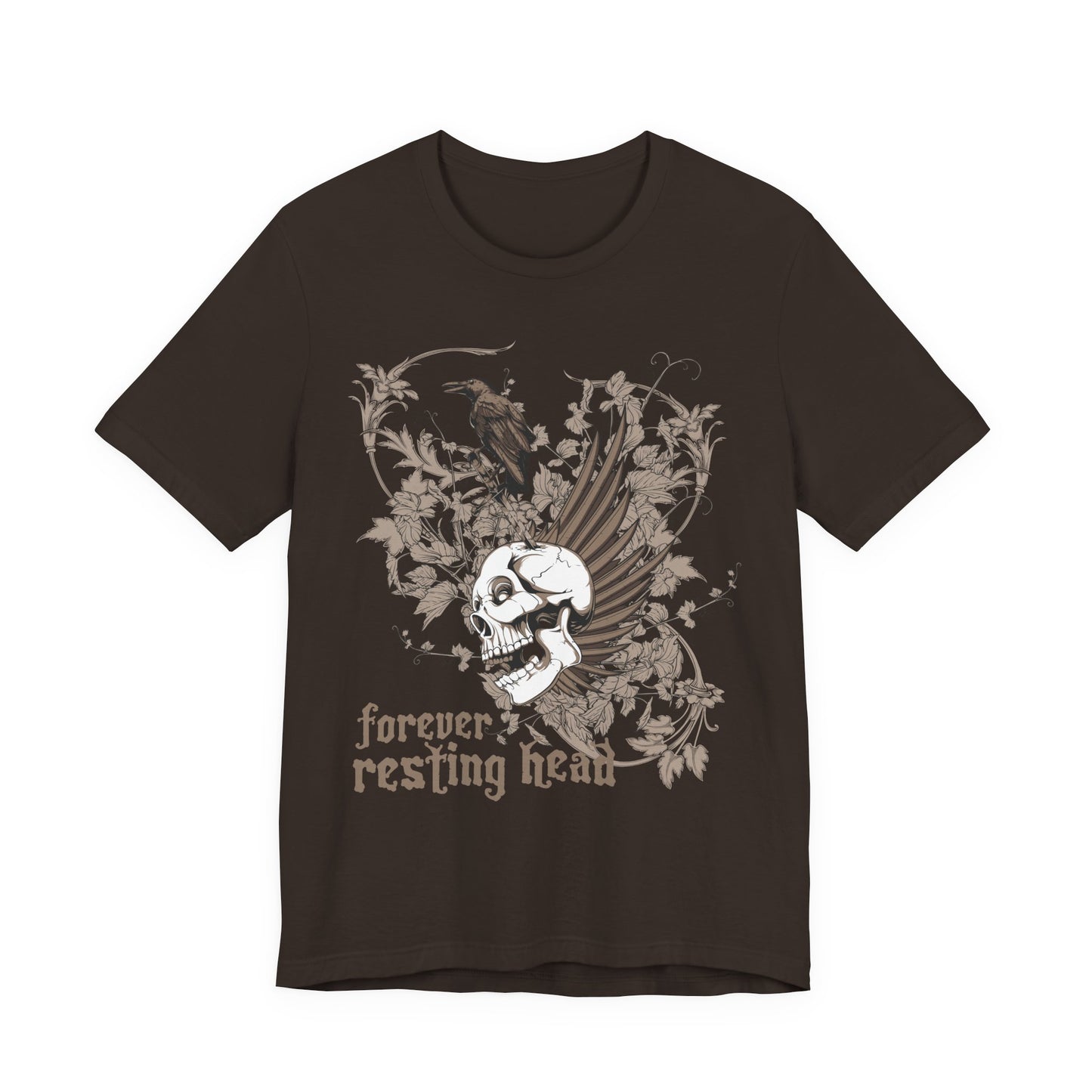 Forever Resting Head Tee, Edgy Graphic Shirt, Music T-Shirt, Gothic Tees, Skull Shirt, Art Design Tee, Skull Graphic Top