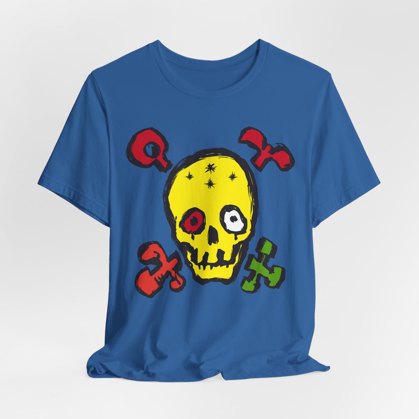 Yellow Skull Graphic Design Tee, Skull Shirt, Vintage Tees, Art Design T-Shirt, Vintage Graphic Tee, Art Shirts with Skulls
