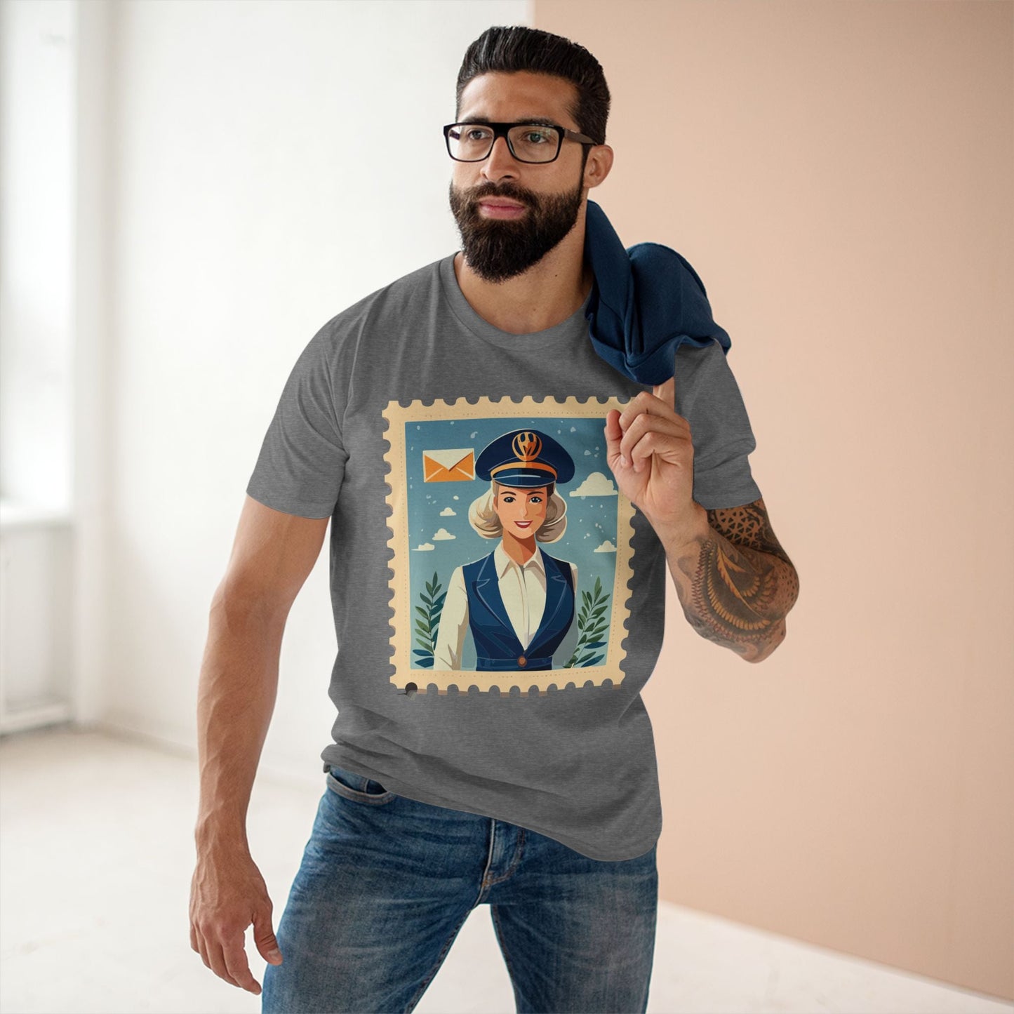 Stamp Shirt Postage Stamp Tee Unisex Premium Cotton Original Art Design Retro2Nova
