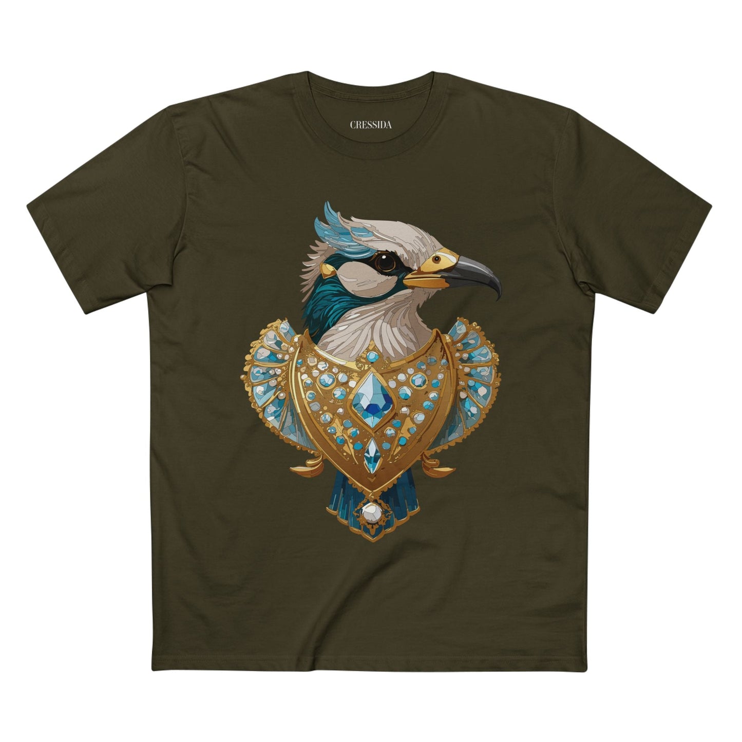 Bird Graphic Unisex 100 Cotton Tee With Unique Animal Golden Medallion Art Design 17