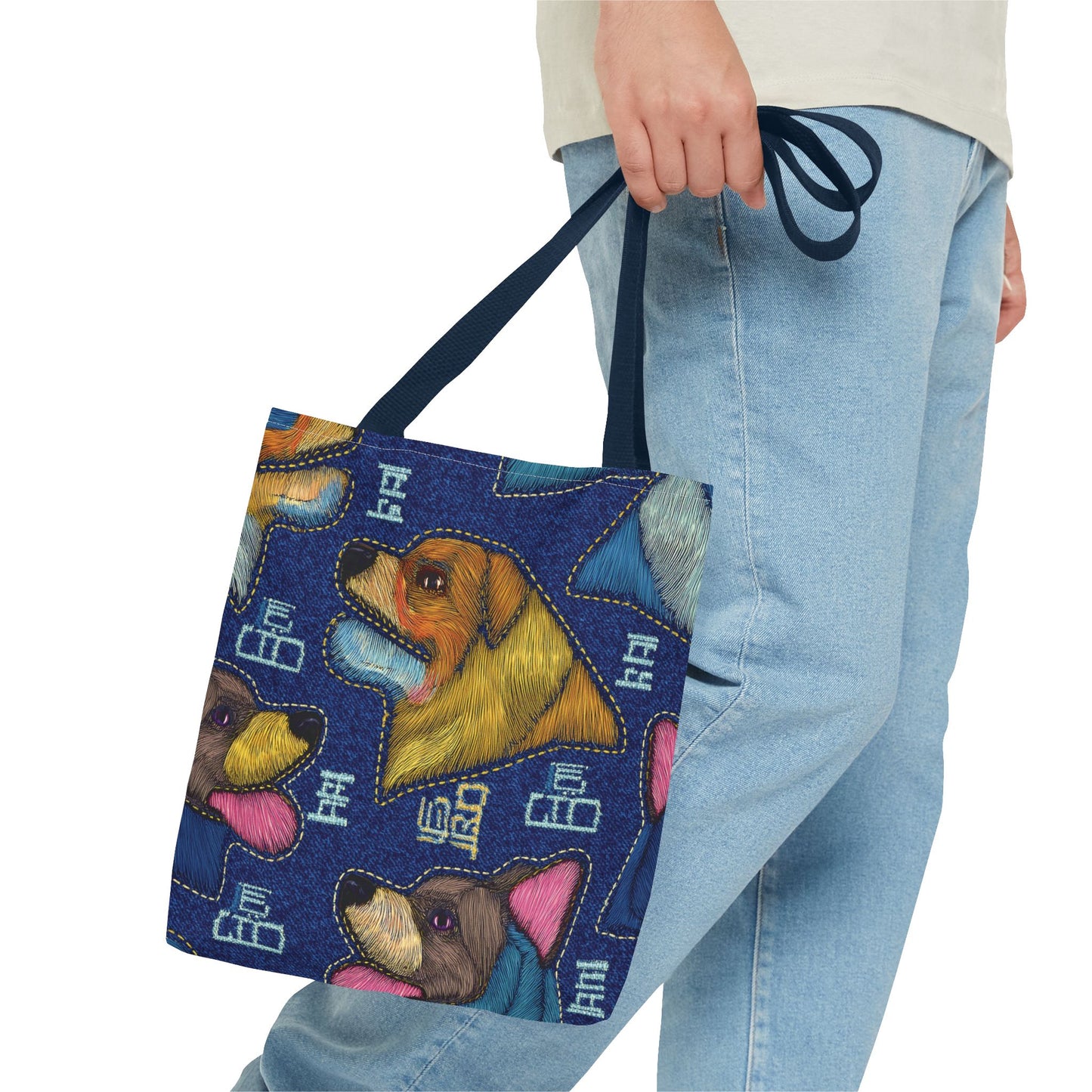 Denim Fabric Imitation Print Unisex Canvas Bag Poly Spun 3 Sizes Tote Bag 191-10