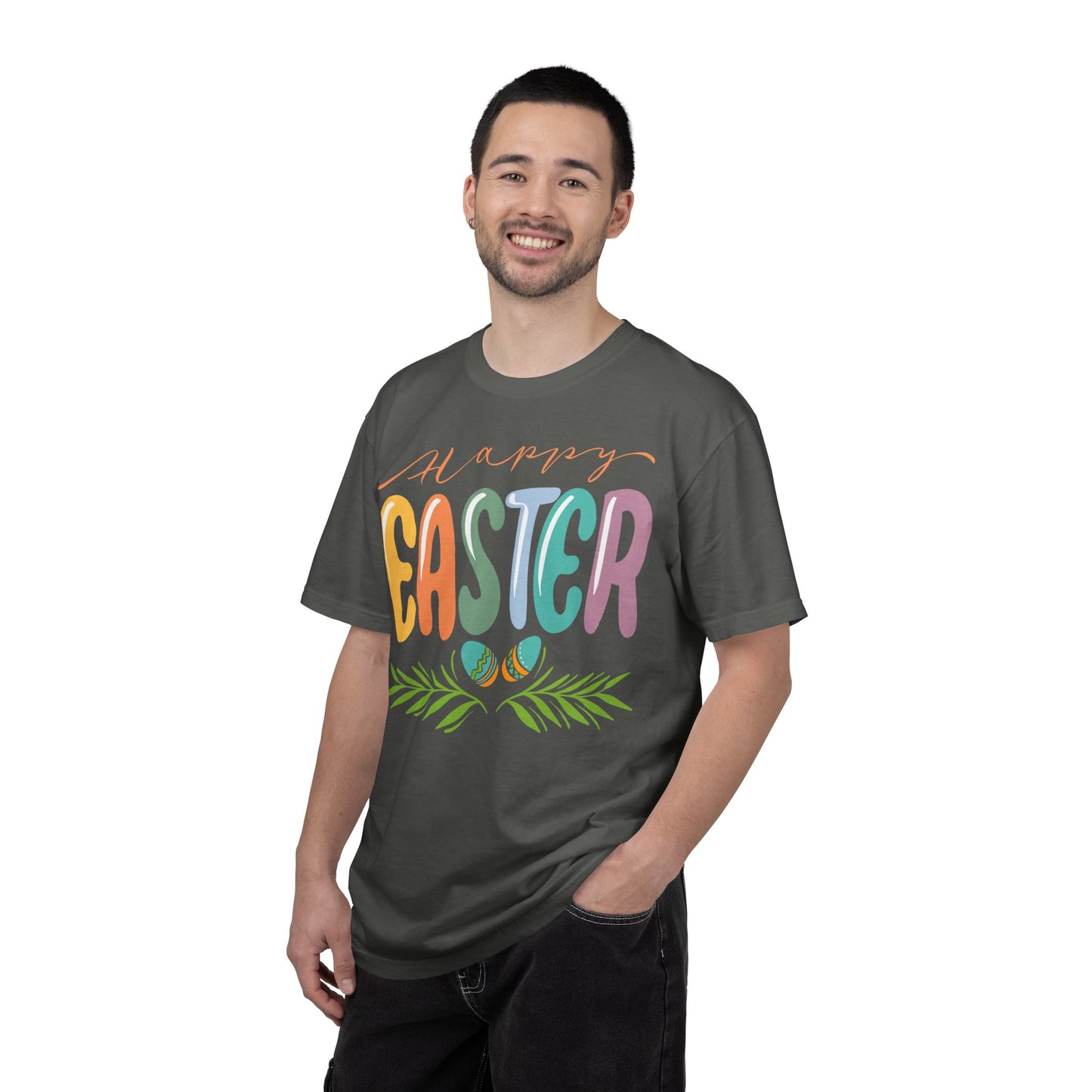Happy Easter T-Shirt, Tee Shirt with Easter Signature, T Shirt with Easter Prints, Tee Shirt with Easter Design