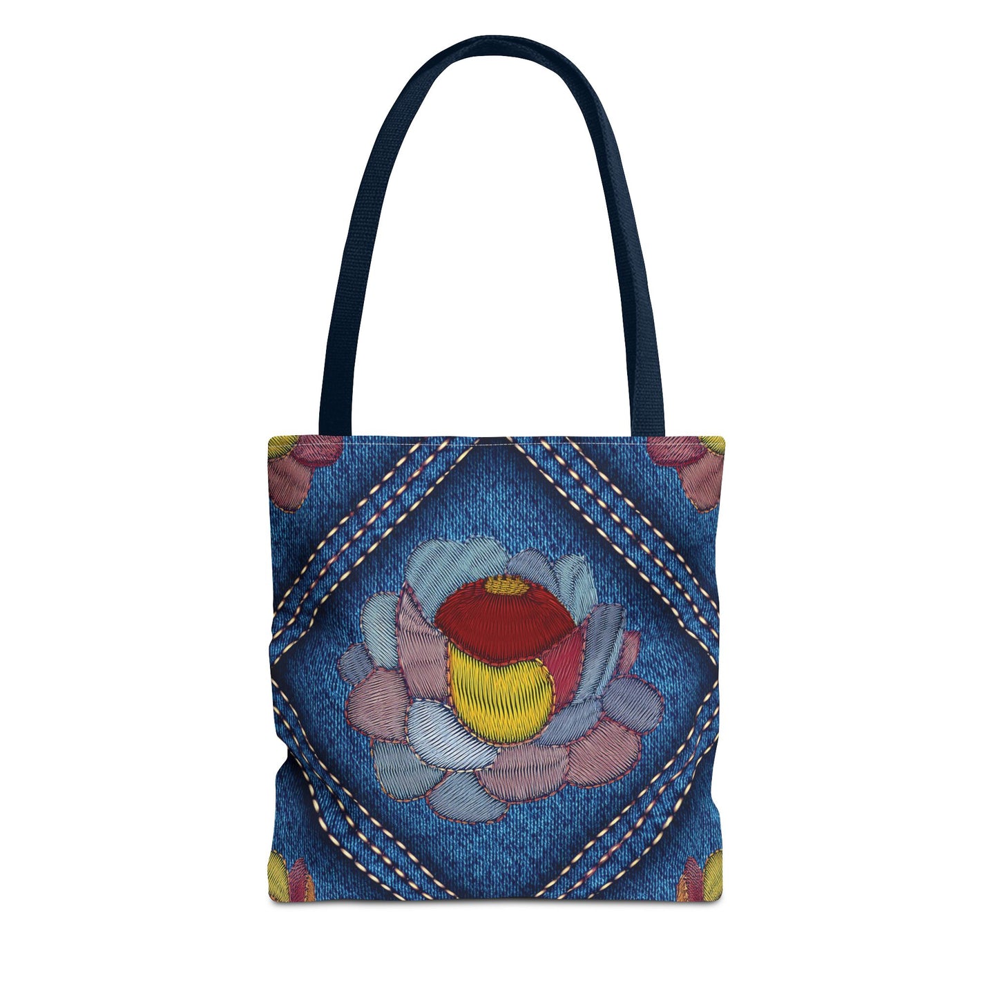 Denim Fabric Imitation Print Unisex Canvas Bag Poly Spun 3 Sizes Tote Bag 159-12