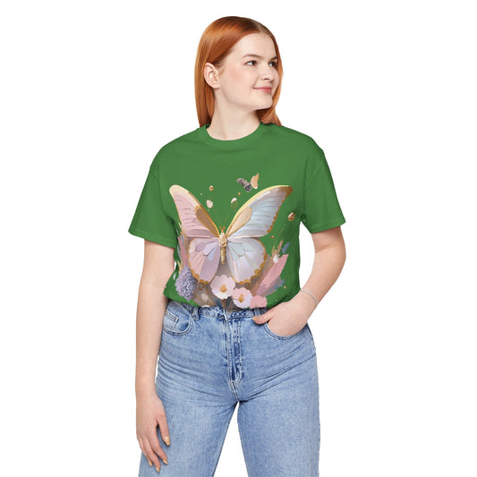 Butterfly Graphic Unisex 100 Cotton Lightweight Vintage Floral Design Jersey Tee 12