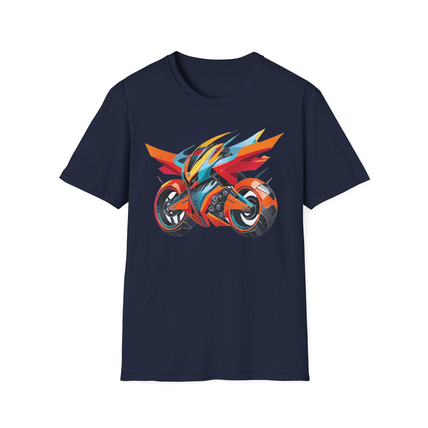 Unisex Bike T Shirt With Motorcycle Art Design Graphic Tee Softstyle 64000 Cotton