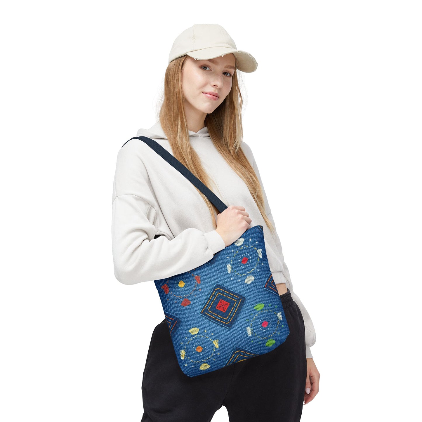 Diwali Graphic Denim Fabric Imitation Print Unisex Canvas Bag Poly Spun 3 Sizes Tote Bag 205-24
