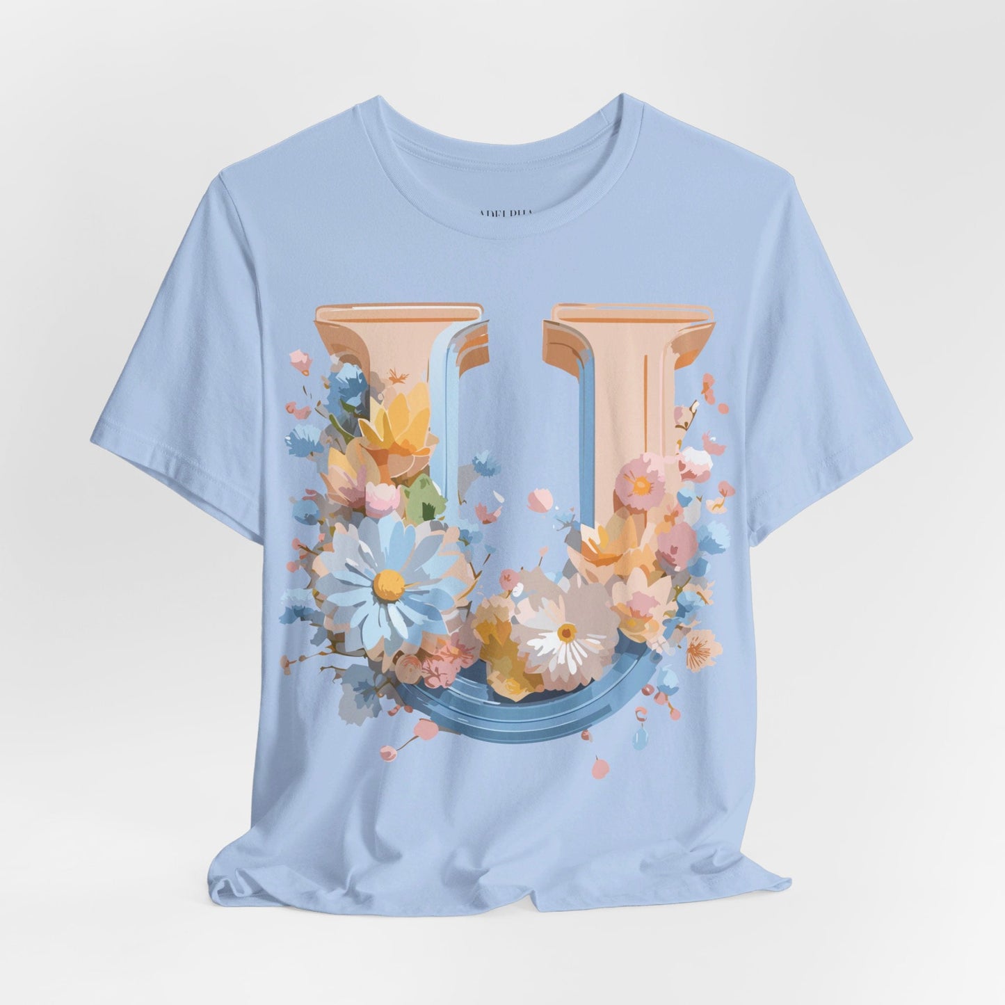 Letter U Shirt Unisex Graphic Tee By Adelpha Vintage Inspired Short Sleeve Art Design
