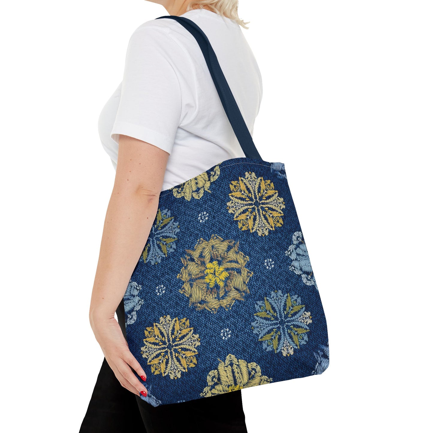 Denim Fabric Imitation Print Unisex Canvas Bag Poly Spun 3 Sizes Tote Bag 125
